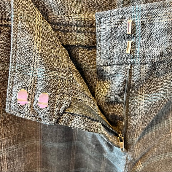 Navy Wide Leg Plaid Trousers 13 - Picture 4 of 10